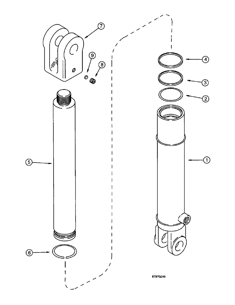 Схема запчастей Case IH 900 - (8-068) - ROW MARKER HYDRAULIC CYLINDER, CYCLO AIR & PLATE PLANTERS, ALL EXCEPT 6 ROW NARROW & 4 ROW (08) - HYDRAULICS