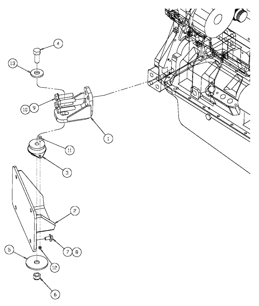 Схема запчастей Case IH FLX4375 - (02-012) - ENGINE MOUNTING FRONT (FLX 4300 JD6081 ENGINE) (01) - ENGINE