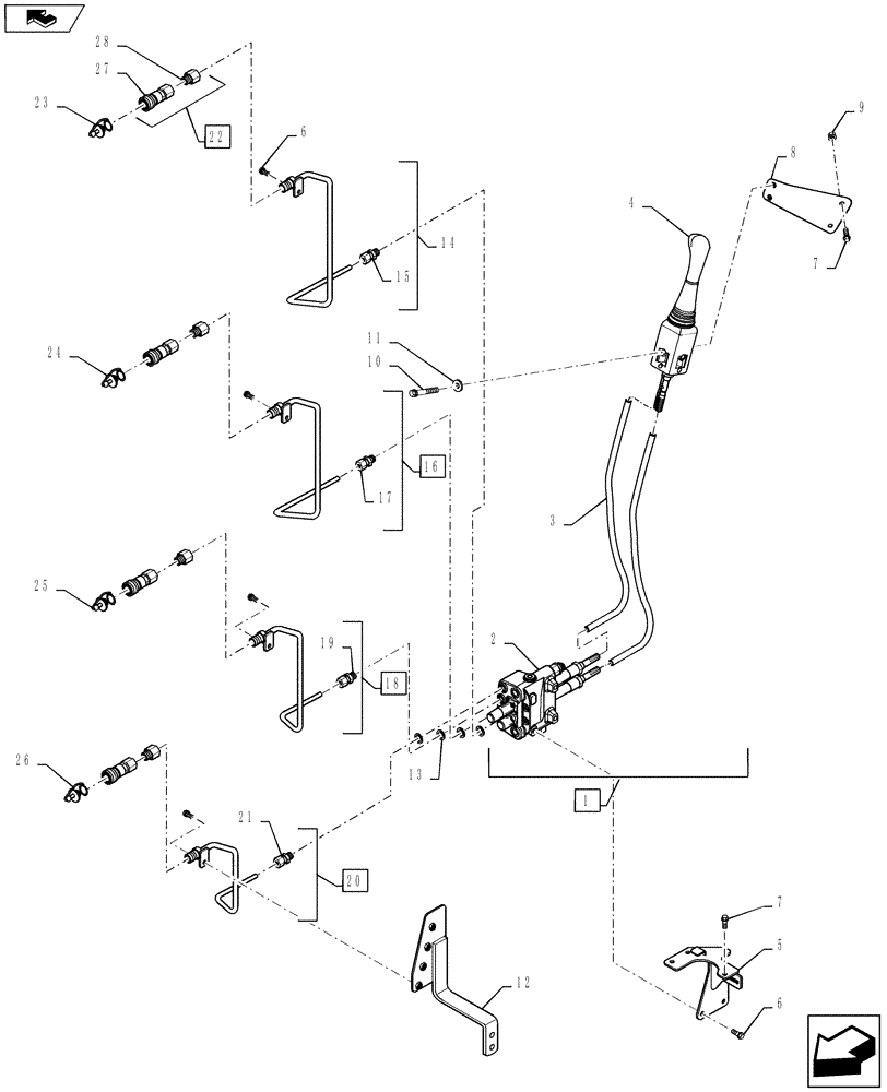 Схема запчастей Case IH L340 - (006.01) - MID-MOUNT HYDRAULIC CONTROL VALVE KIT - MT40236239, FARMALL 30B/35B 