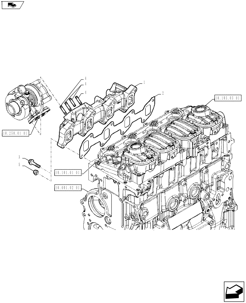 Схема запчастей Case IH FARMALL 65A - (10.254.03[01]) - EXHAUST MANIFOLD (10) - ENGINE