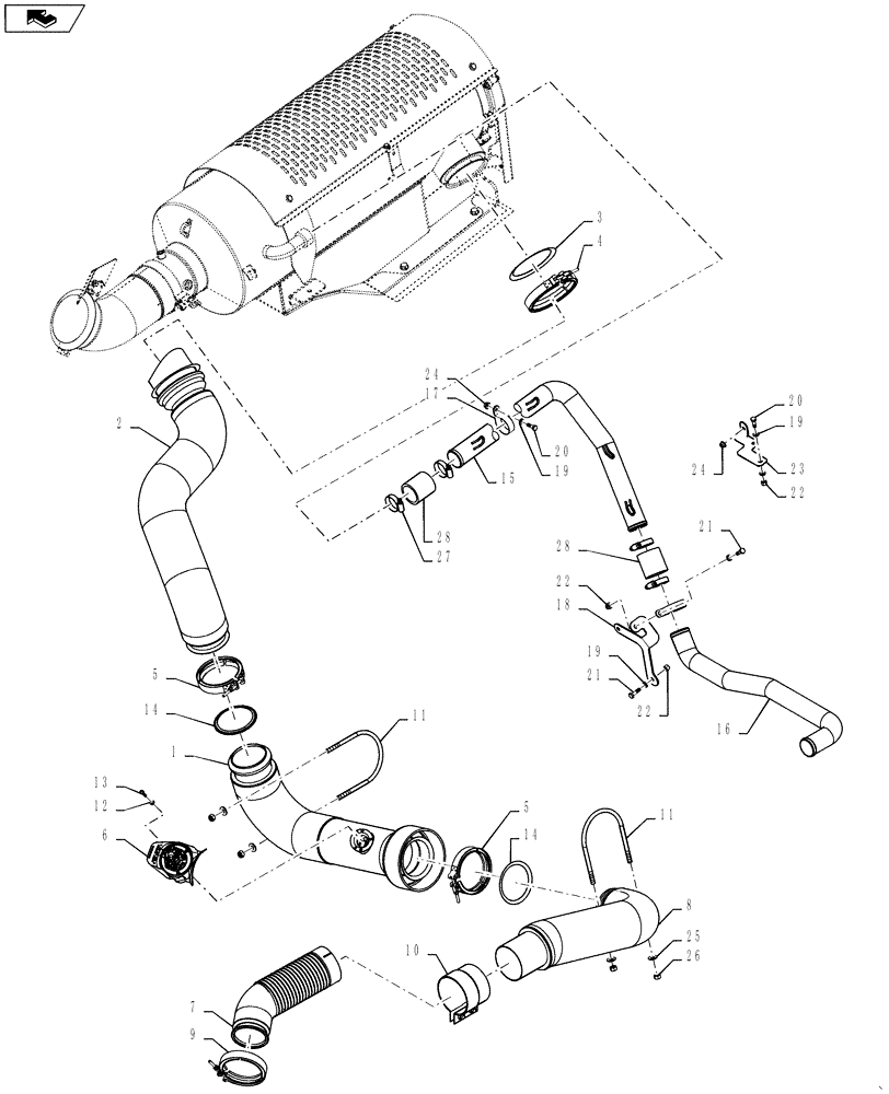 Схема запчастей Case IH STEIGER 350 - (10.254.01[07]) - EXHAUST SYSTEM - HORIZONTAL, STEIGER 350, EUROPE ONLY (ASN: ZCF1400001) (10) - ENGINE