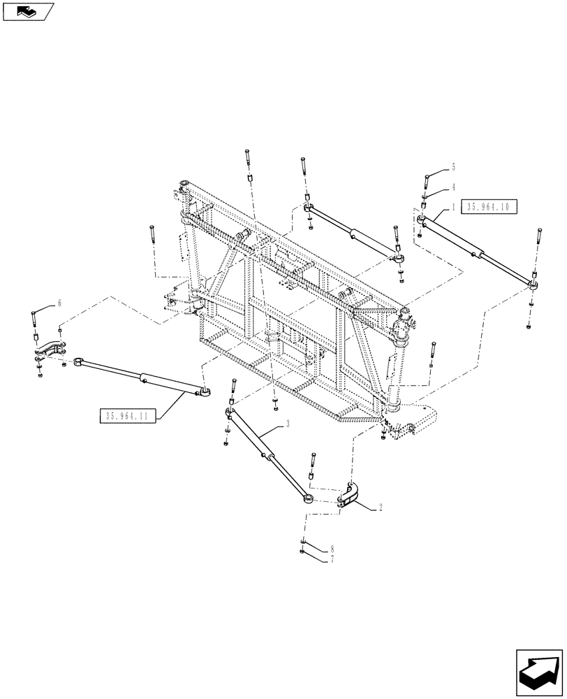 Схема запчастей Case IH 4430 - (39.130.05) - CENTER SECTION PIVOT CYLINDER GROUP, 90/100 BOOM (39) - FRAMES AND BALLASTING