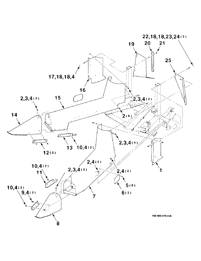 Схема запчастей Case IH 8725 - (07-08) - SNOUT SHIELDS ASSEMBLY, 38" ROW (09) - CHASSIS