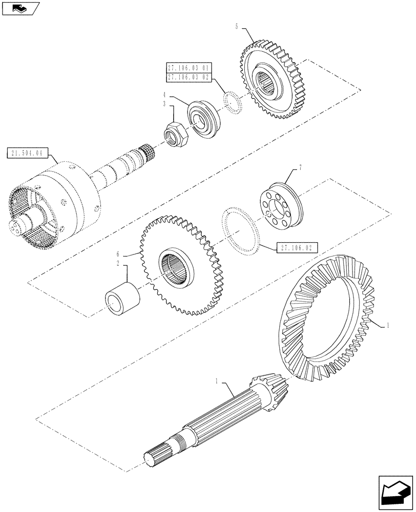 Схема запчастей Case IH PUMA 145 - (27.106.01) - VAR - 390805 - CENTRAL REDUCTION GEAR - RING & PINION (27) - REAR AXLE SYSTEM