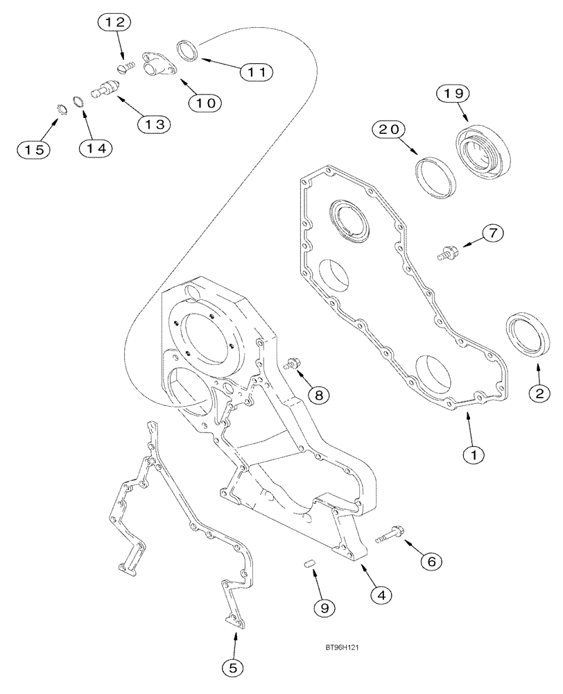 Схема запчастей Case IH SPX3200 - (03-007) - CYLINDER BLOCK FRONT COVER (01) - ENGINE