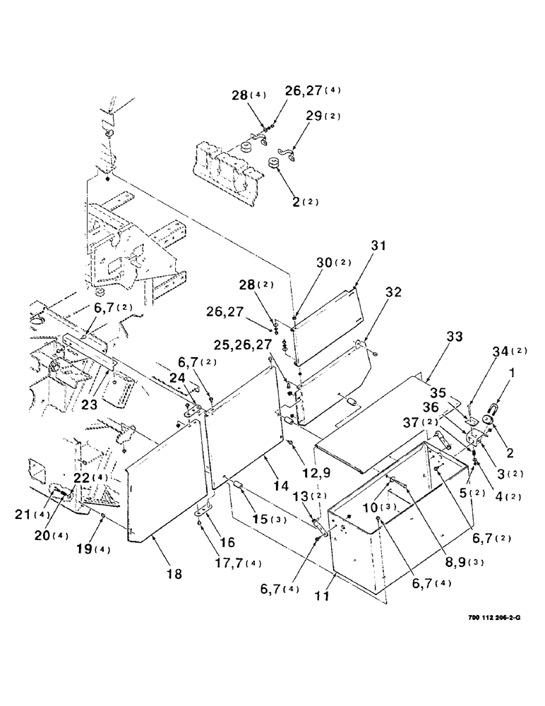 Схема запчастей Case IH 8520 - (7-08) - SHIELDS AND TWINE BOX ASSEMBLY - LEFT (12) - MAIN FRAME