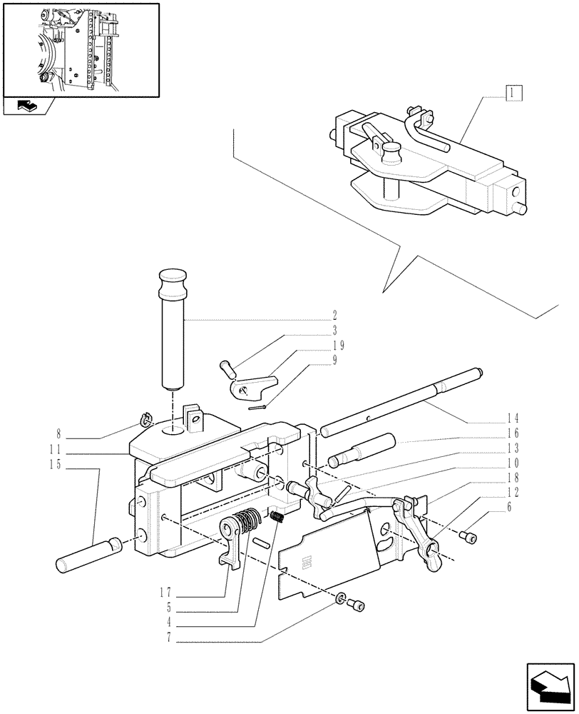 Схема запчастей Case IH FARMALL 85C - (1.89.3/03 A) - TOW HOOK - BREAKDOWN (09) - IMPLEMENT LIFT