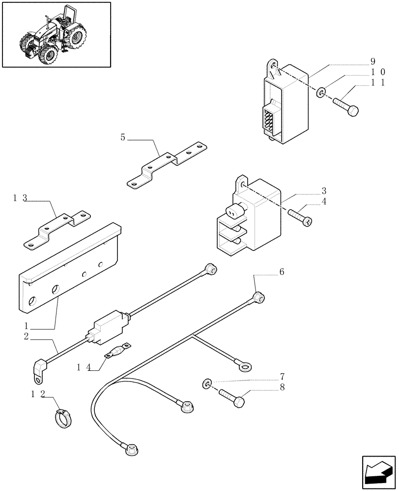 Схема запчастей Case IH MXU115 - (1.75.4/01) - (VAR.203) AIR HEATER AND RELAY CABLES - L/CAB (06) - ELECTRICAL SYSTEMS