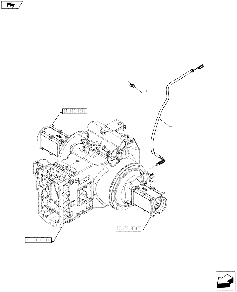 Схема запчастей Case IH PUMA 200 - (55.418.14) - ABS SYSTEM - REAR WHEEL SPEED SENSORS (VAR.743922) (55) - ELECTRICAL SYSTEMS