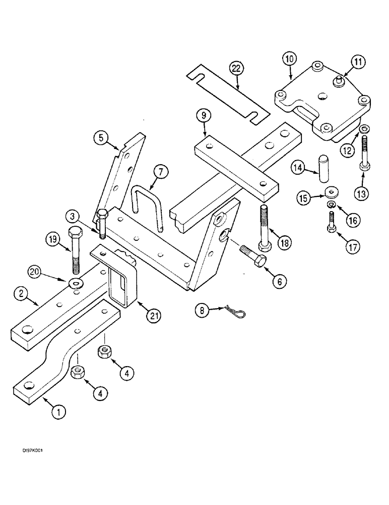 Схема запчастей Case IH 4240 - (9-110) - SWINGING DRAWBAR (09) - CHASSIS/ATTACHMENTS