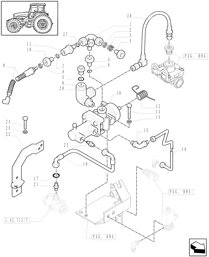 Схема запчастей Case IH MXM175 - (1.68.6/03[11A]) - (VAR.385/2) TRAILER AIR BRAKE ITALY - AIR BRAKE CONTROL VALVE - D5339 (05) - REAR AXLE