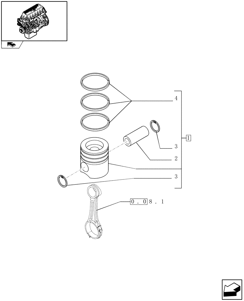 Схема запчастей Case IH F3AE0684N E907 - (0.08.2) - PISTON - ENGINE (504153594) 