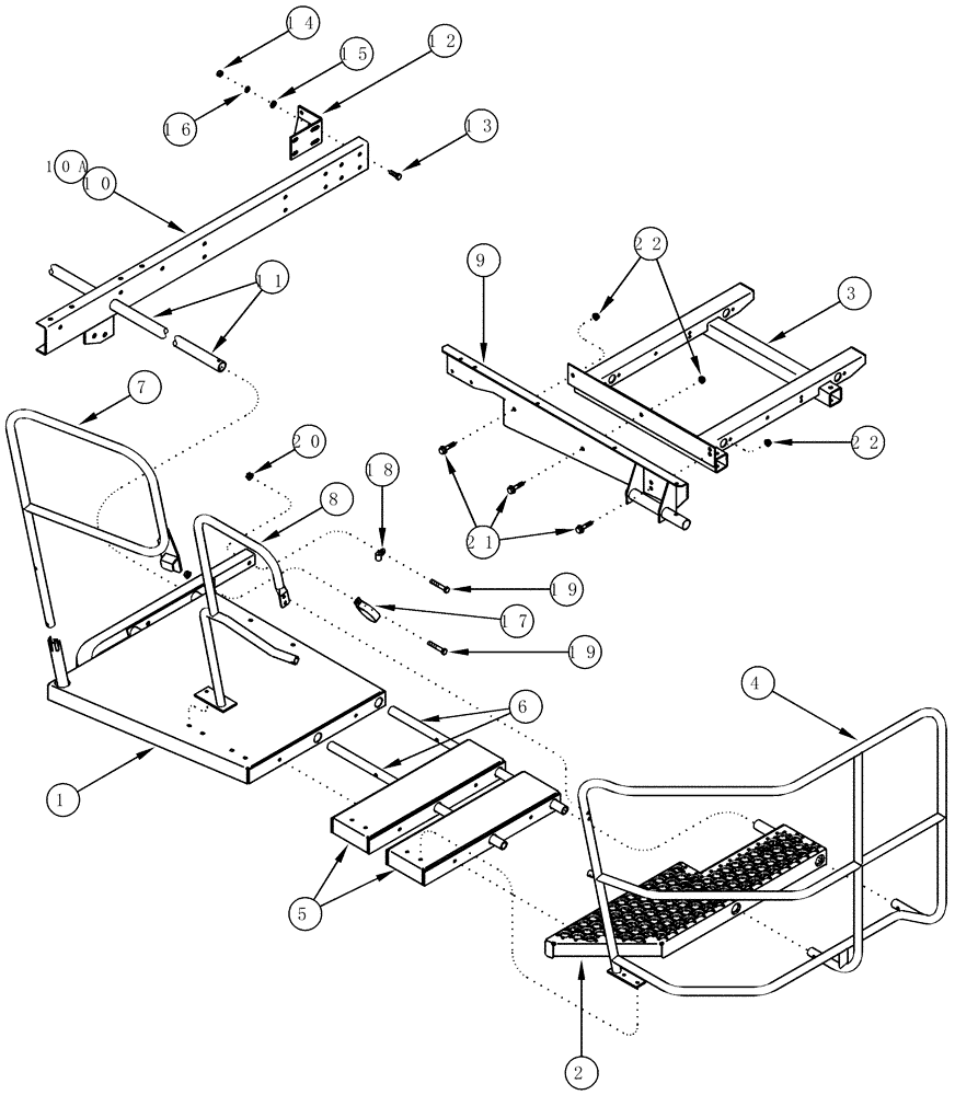 Схема запчастей Case IH CPX610 - (09F-07) - PLATFORM AND HANDRAILS - BSN JJC0250100 (12) - CHASSIS