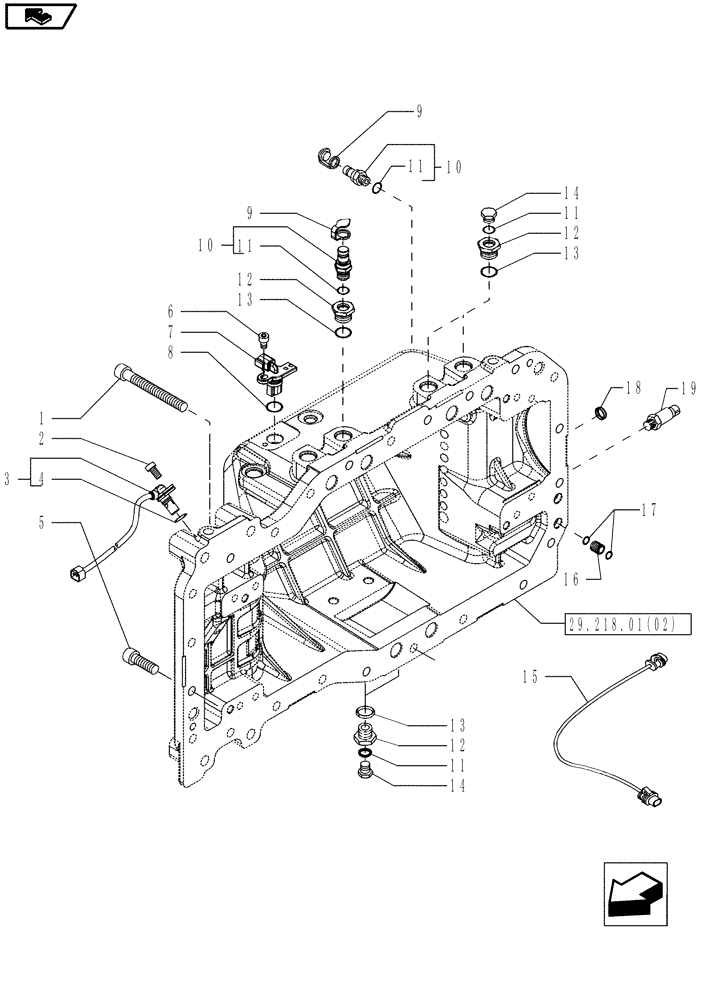 Схема запчастей Case IH MAGNUM 180 - (29.218.01[01]) - TRANSMISSION, HYDROSTATIC PUMP, SENSORS AND CAPS, WITH CONTINUOUSLY VARIABLE TRANSMISSION (29) - HYDROSTATIC DRIVE