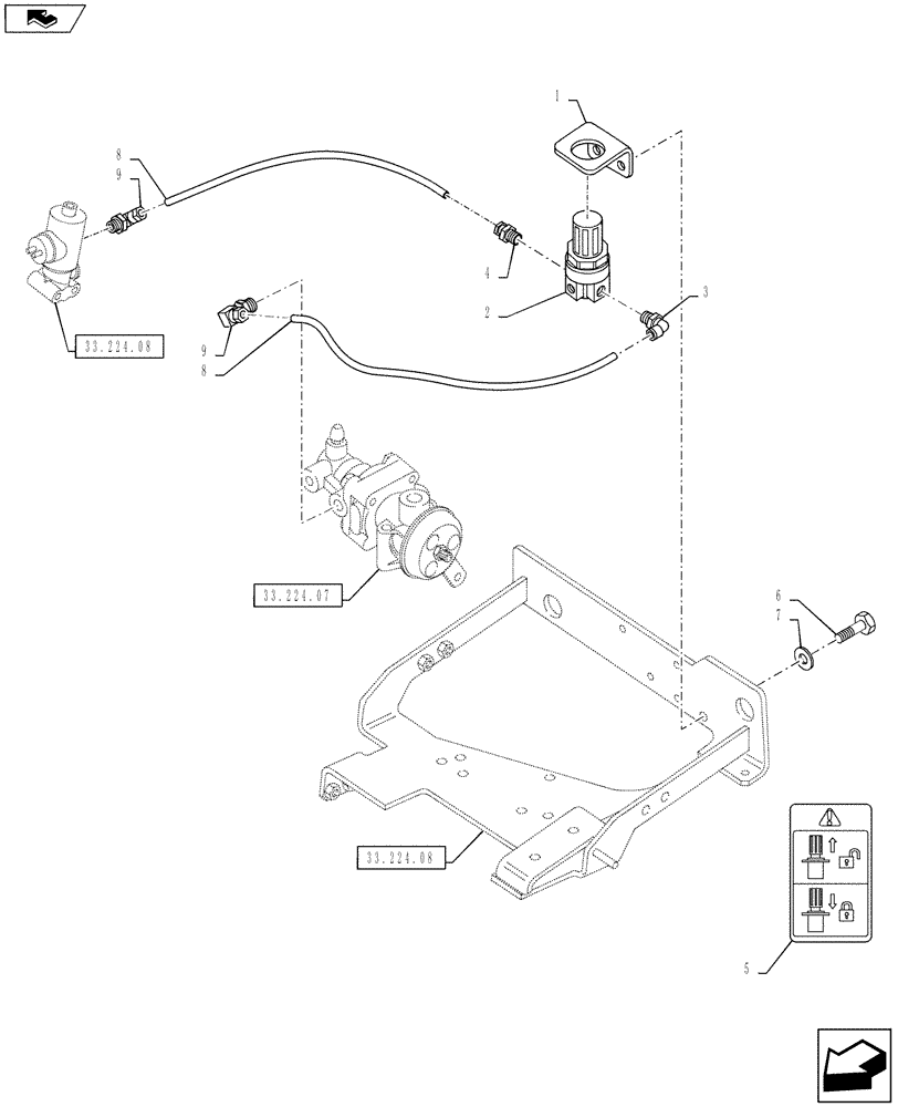 Схема запчастей Case IH PUMA 145 - (33.224.09) - VAR - 332727, 743692, 332737, 743693, 332739, 743694 - PNEUMATIC TRAILER BRAKE - PRESSURE REGULATOR (33) - BRAKES & CONTROLS