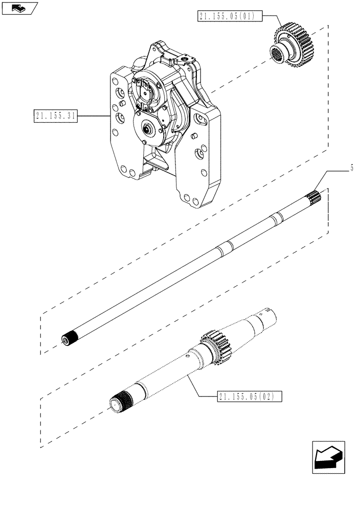 Схема запчастей Case IH MAGNUM 225 - (21.155.21[01]) - TRANSMISSION/PTO INPUT SHAFT, WITH CONTINUOUSLY VARIABLE TRANSMISSION (21) - TRANSMISSION