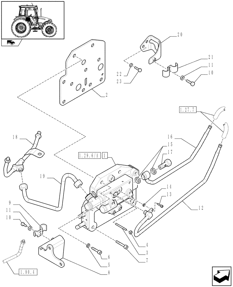 Схема запчастей Case IH FARMALL 80 - (1.29.6[01]) - POWER SHUTTLE E SERVO PTO FOR DIFF. LOCK - POWER SHUTTLE VALVE - C6894 (VAR.330120-331120) (03) - TRANSMISSION