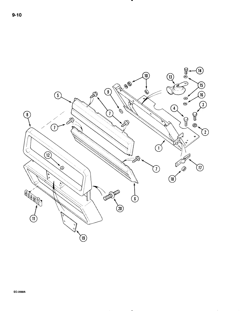 Схема запчастей Case IH 595 - (9-010) - RADIATOR GRILLE (09) - CHASSIS/ATTACHMENTS