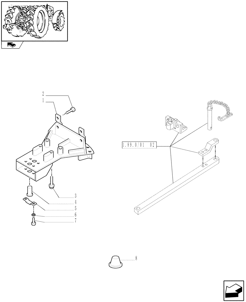 Схема запчастей Case IH PUMA 225 - (1.89.0/01[01]) - (VAR.910) INDIPENDENT ROLLER SWINGING DRAWBAR (09) - IMPLEMENT LIFT