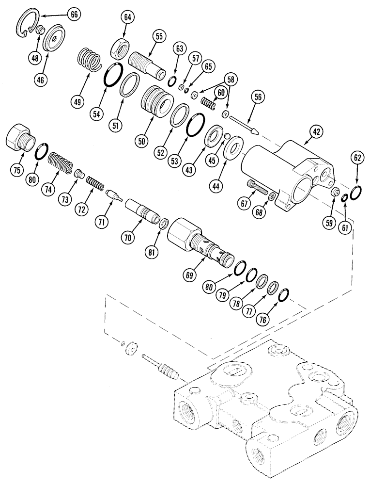 Схема запчастей Case IH 5240 - (8-062) - HYDRAULIC, REMOTE VALVE ASSEMBLY, WITHOUT CHECK AND WITH ONE CHECK (08) - HYDRAULICS