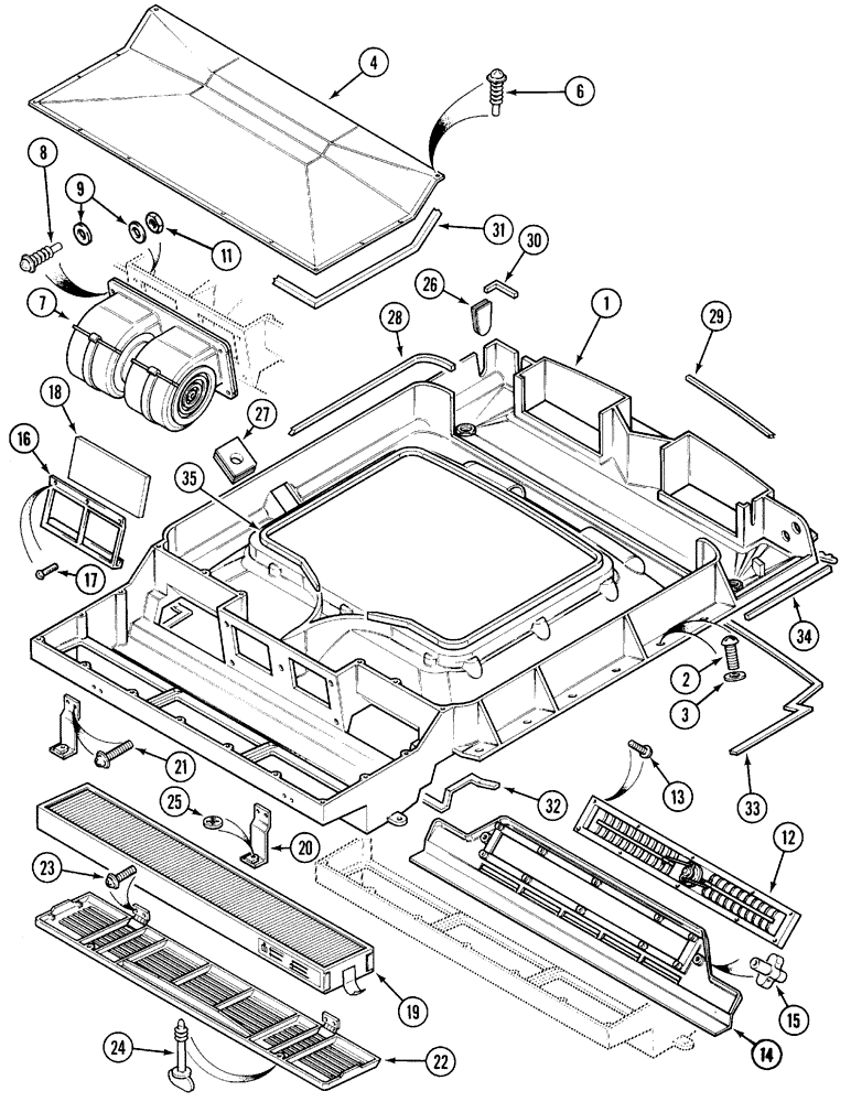 Схема запчастей Case IH 5240 - (9-100) - CAB, AIR FILTER, BLOWER HOUSING AND INNER ROOF (09) - CHASSIS/ATTACHMENTS