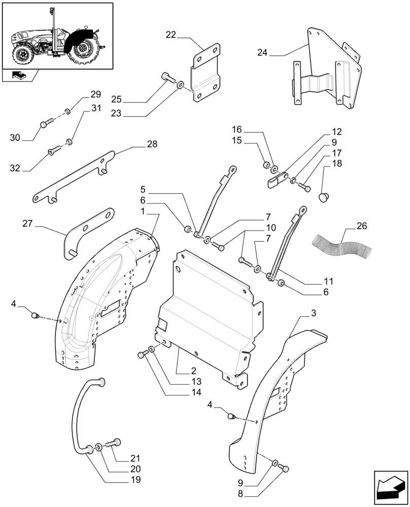 Схема запчастей Case IH FARMALL 75N - (1.92.87[02]) - MUDGUARDS & FOOTBOARDS - L/CAB - C7426 (10) - OPERATORS PLATFORM/CAB