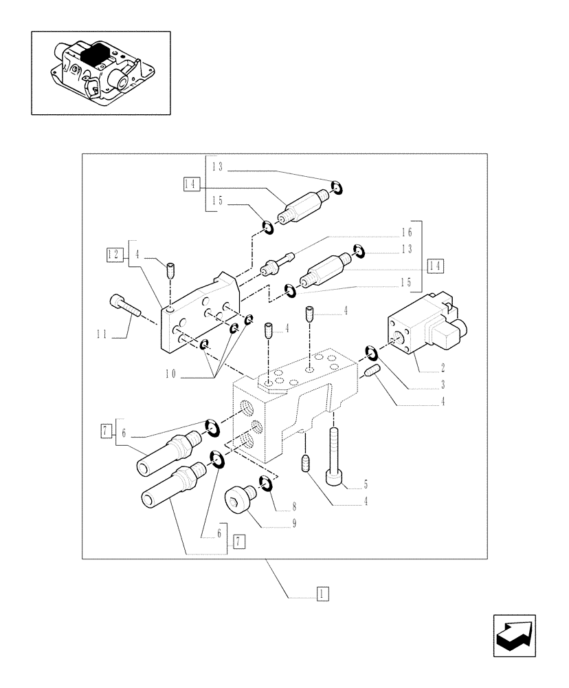 Схема запчастей Case IH MXM140 - (1.82.7/13[04]) - (VAR.900) HYDR. ADJUSTMENT OF RIGHT TIE-ROD FOR CLOSED CCLS CENTRE-IMPLEMENT ADJUS. CTRL VALVE-C5279 (07) - HYDRAULIC SYSTEM