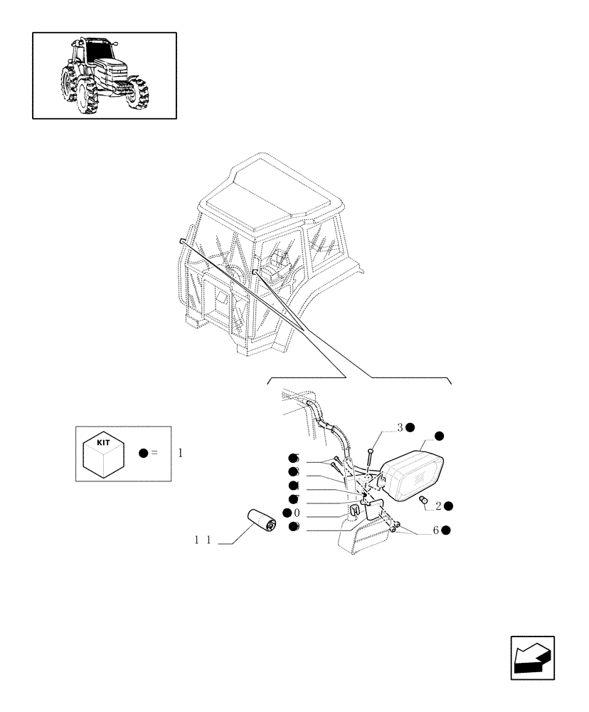 Схема запчастей Case IH MXM120 - (1.91.3/02) - (VAR.766) APPLICATION OF WORK SPOT-LIGHTS ON EXTERIOR CAB HANDLE (10) - OPERATORS PLATFORM/CAB