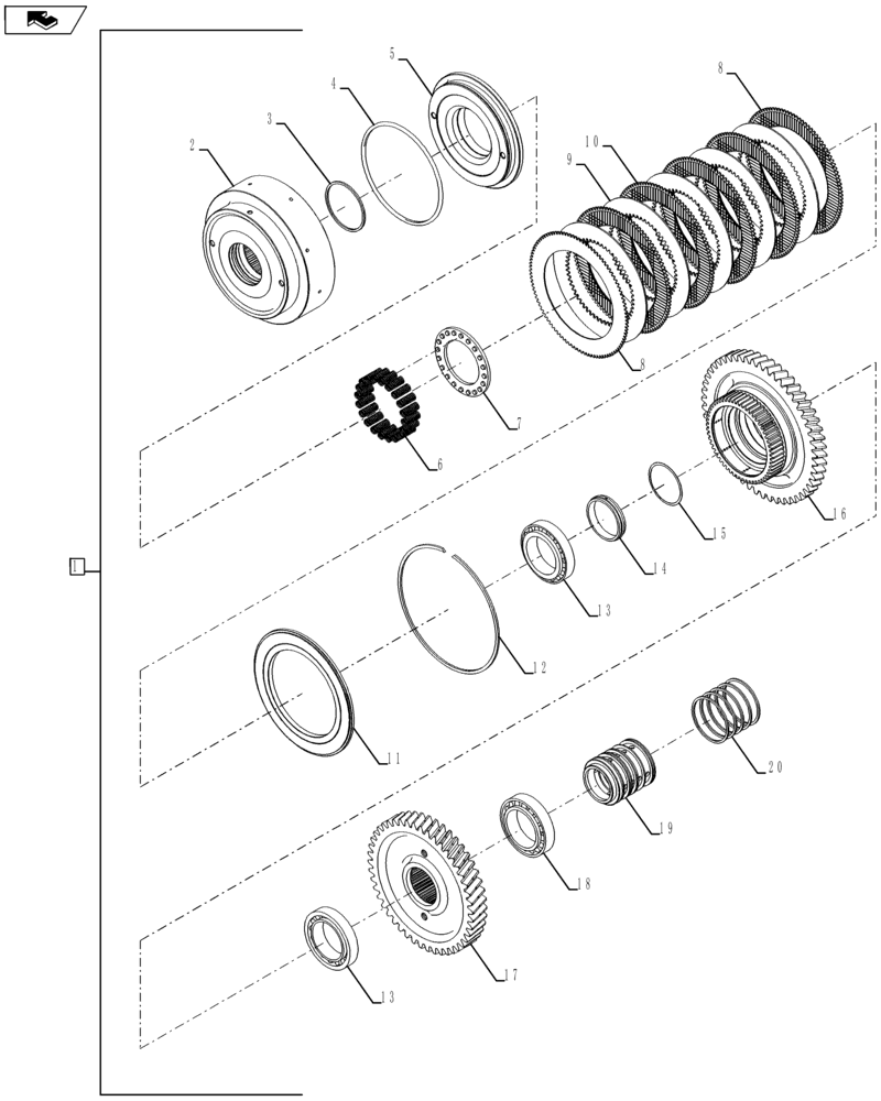 Схема запчастей Case IH QUADTRAC 450 - (21.155.03[02]) - POWER SHIFT TRANSMISSION - 1ST INPUT SHAFT, PS4, 8C AND 8.5C (21) - TRANSMISSION