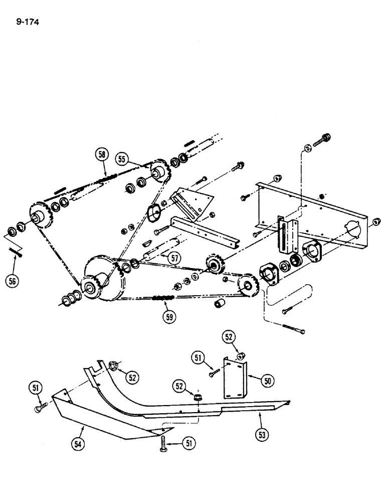 Схема запчастей Case IH 1620 - (9-174) - GRAIN TANK UNLOADER CHAIN DRIVE (CONTD) (17) - GRAIN TANK & UNLOADER