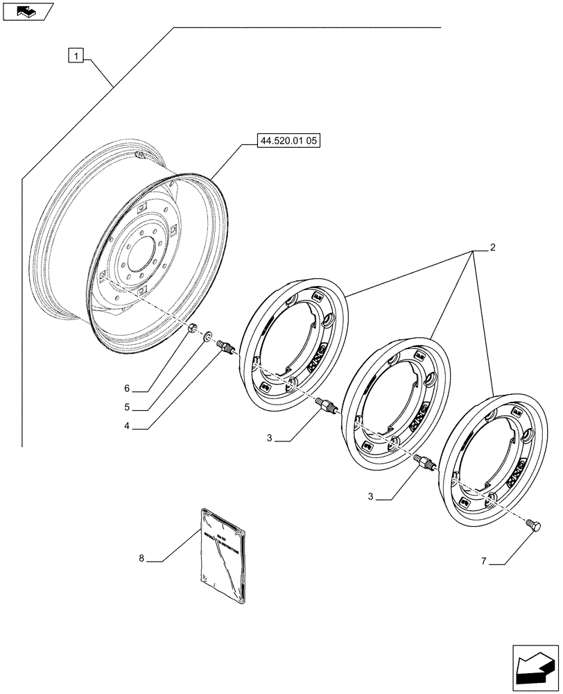 Схема запчастей Case IH FARMALL 75C - (88.037.02) - DIA KIT - 6 REAR RINGS 32KG (88) - ACCESSORIES