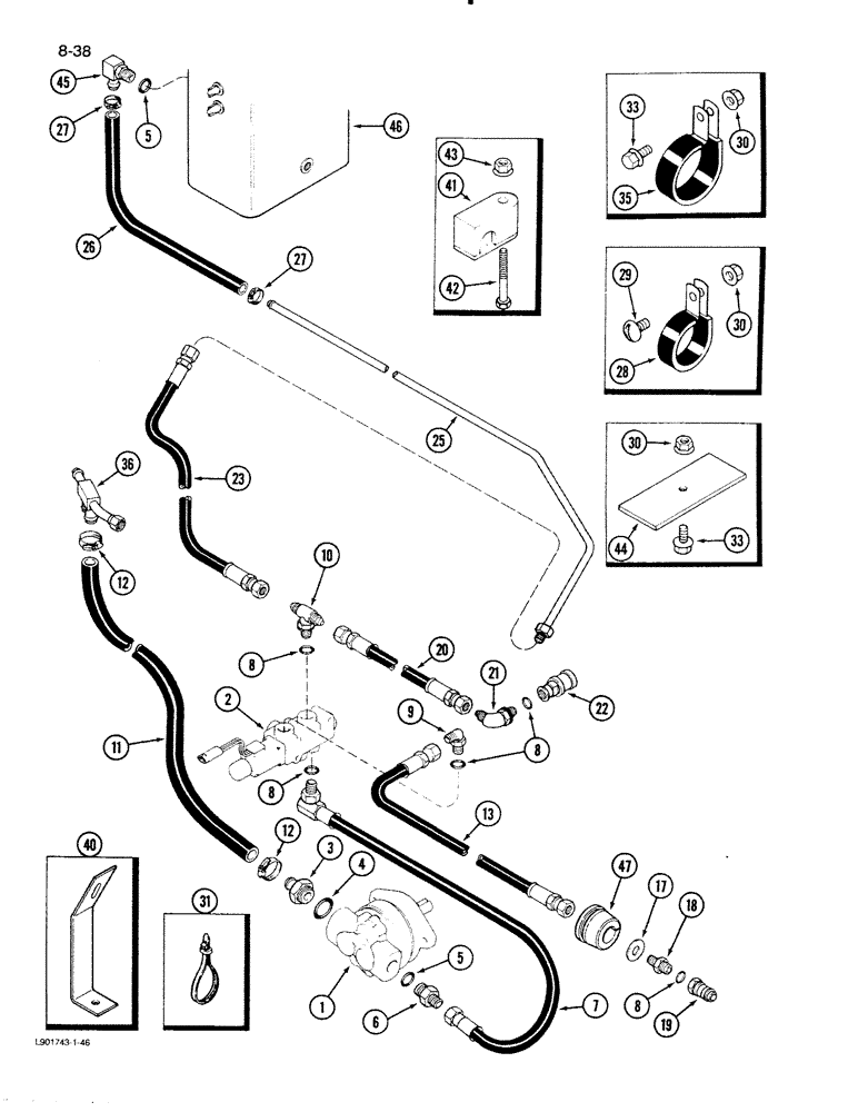 Схема запчастей Case IH 1620 - (8-38) - HYDRAULIC REEL DRIVE SYSTEM (07) - HYDRAULICS