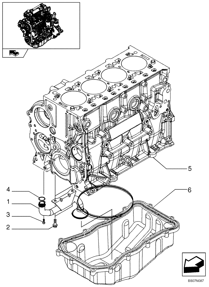 Схема запчастей Case IH 445CT - (02-31) - OIL PUMP PIPING (87380450) (02) - ENGINE