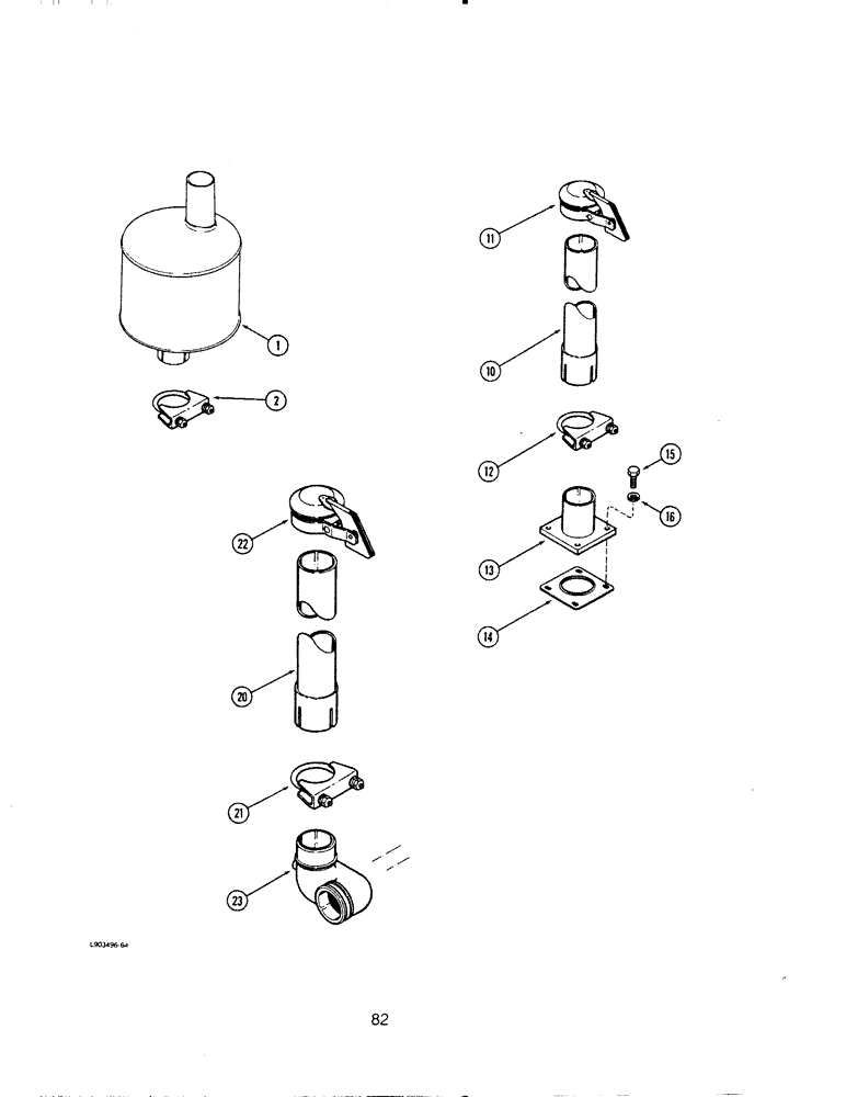 Схема запчастей Case IH 6590TA - (082) - EXHAUST SYSTEM, MUFFLER 