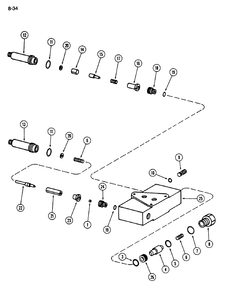 Схема запчастей Case IH 1620 - (8-034) - SINGLE/BI-DIRECTIONAL VALVE ASSEMBLY, REEL LIFT (07) - HYDRAULICS