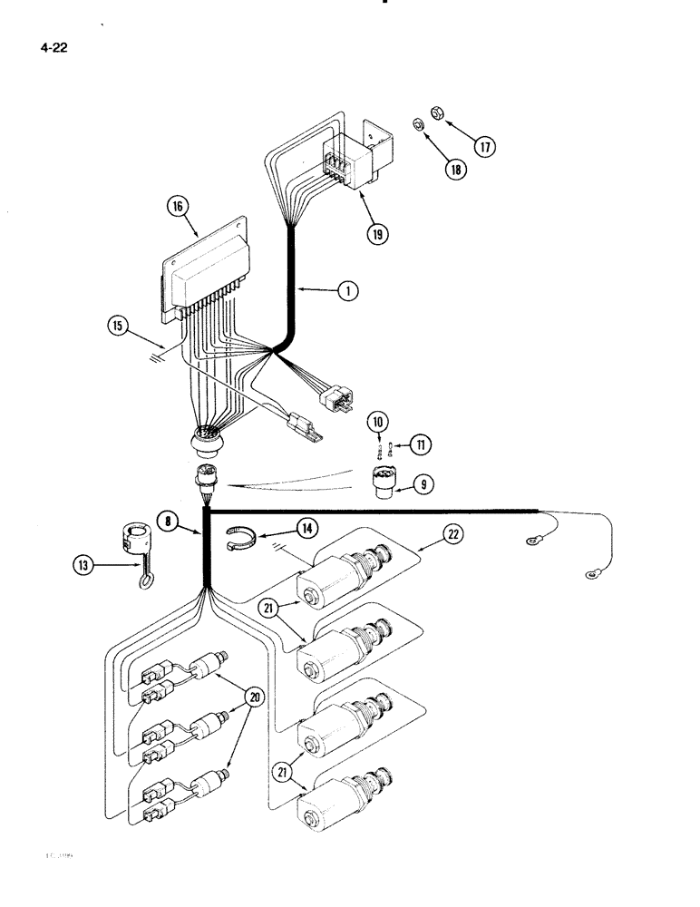 Схема запчастей Case IH 2096 - (4-022) - ELECTRIC SHIFT HARNESS (04) - ELECTRICAL SYSTEMS