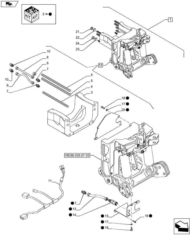 Схема запчастей Case IH PUMA 215 - (88.035.07[02]) - DIA KIT - FRONT HPL FOR ELECTRONIC/MECHANICAL REMOTES LESS PTO, LESS AUX. COUPLERS - BREAKDOWN (88) - ACCESSORIES