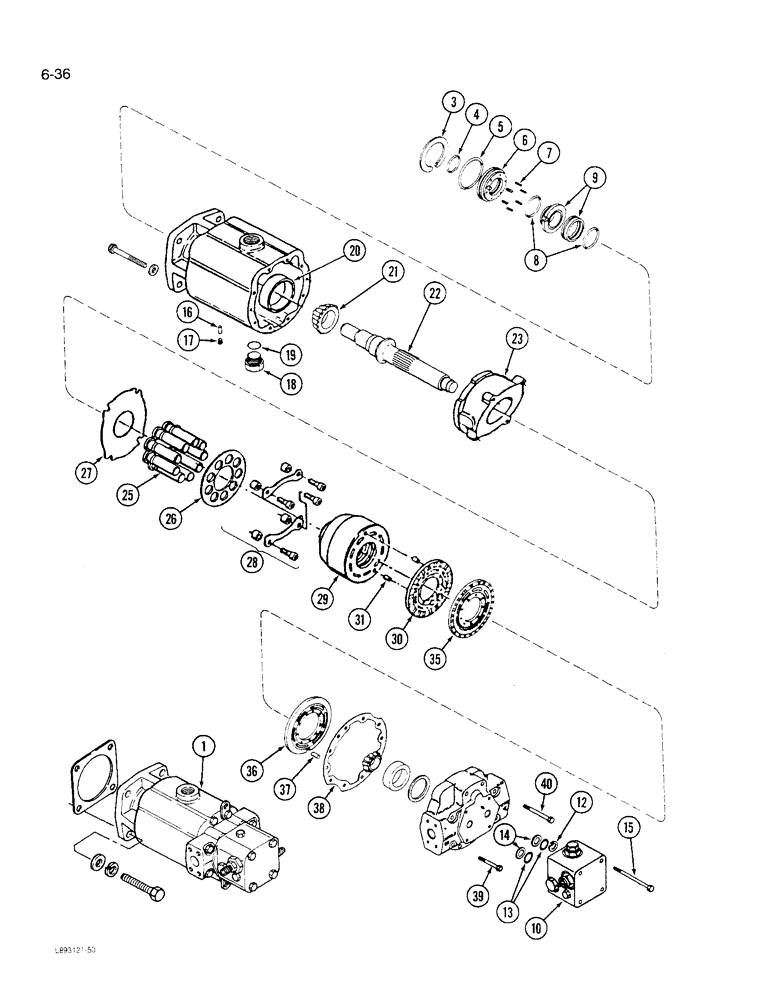 Схема запчастей Case IH 1640 - (6-36) - HYDROSTATIC MOTOR (03) - POWER TRAIN