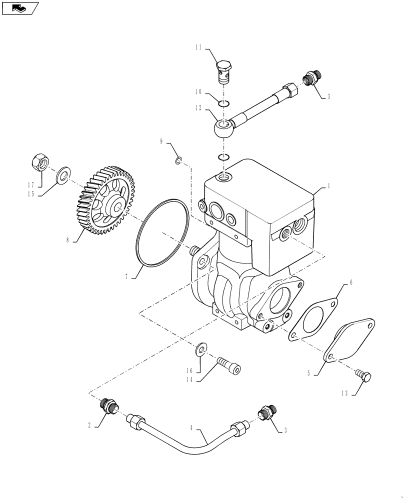 Схема запчастей Case IH 6130 - (88.230.04) - AIR COMPRESSOR BREAKDOWN- 61/7130 CURSOR 9 (88) - ACCESSORIES