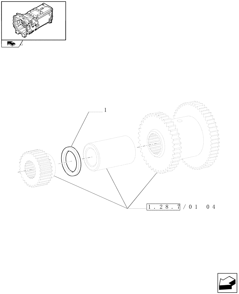 Схема запчастей Case IH PUMA 125 - (1.28.7/01[08]) - FULL POWER-SHIFT TRANSM. 18X6 AND 19X6 - SHIMS (VAR.330285) (03) - TRANSMISSION