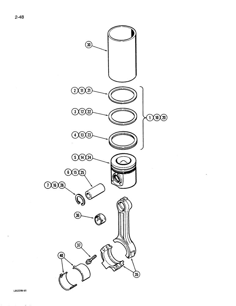 Схема запчастей Case IH 1620 - (2-48) - PISTONS, 6T-590 ENGINE (01) - ENGINE