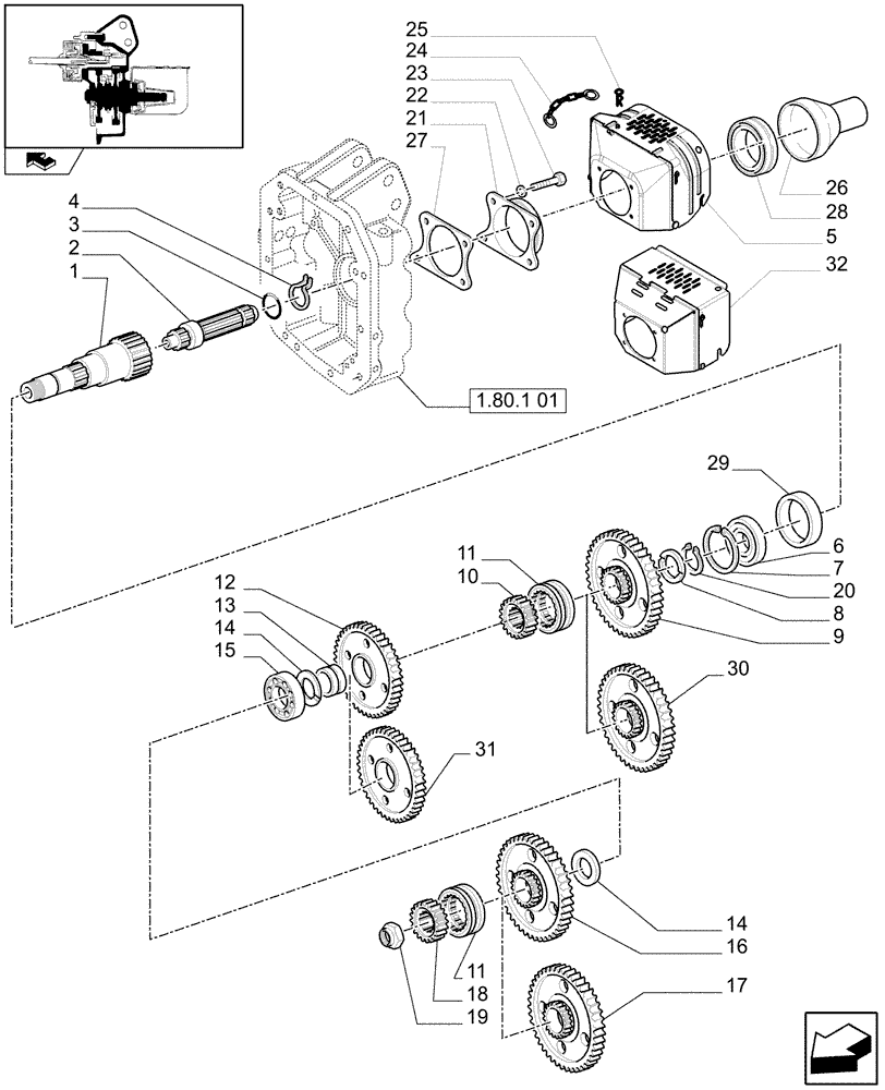 Схема запчастей Case IH PUMA 140 - (1.80.1[02]) - POWER TAKE-OFF 540/750/1000 RPM - GUARD, GEARS AND SHAFT (07) - HYDRAULIC SYSTEM