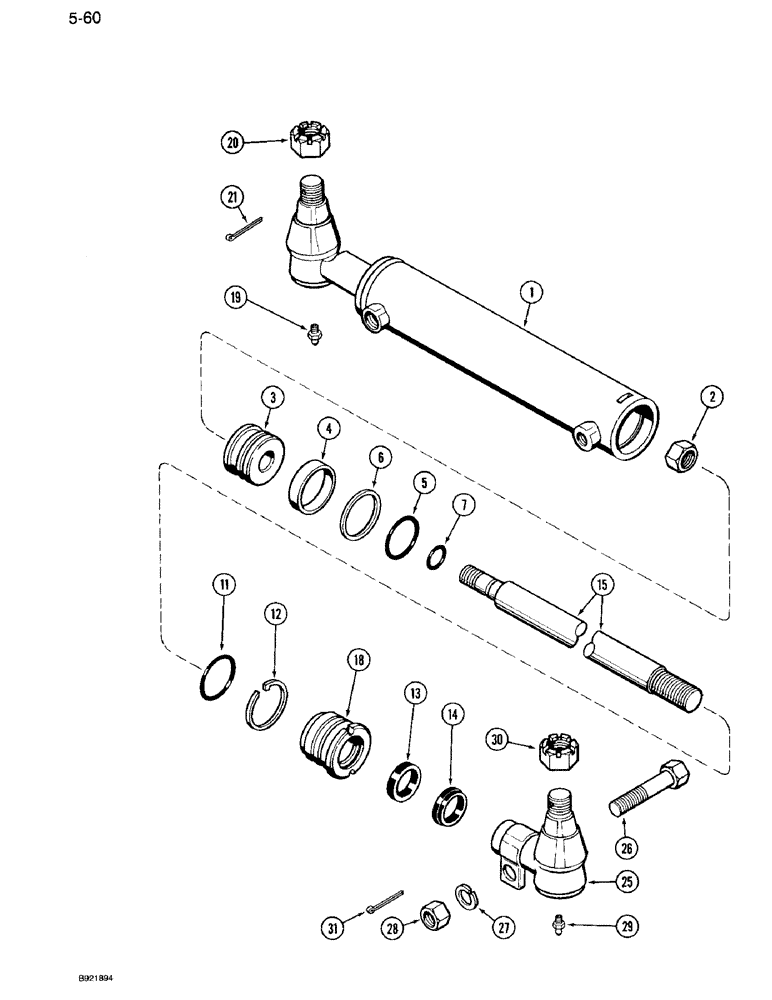 Схема запчастей Case IH 7120 - (5-60) - STEERING CYLINDER ASSEMBLY, P/N 1349019C1, MFD TRACTOR (05) - STEERING