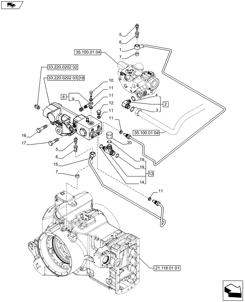 Схема запчастей Case IH PUMA 170 - (33.220.0202[01]) - HYDRAULIC TRAILER BRAKE (ITALY) - BRAKING SYSTEM (VAR.743979 / 720418) (33) - BRAKES & CONTROLS