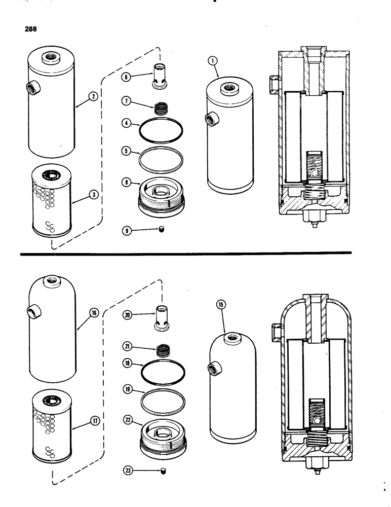 Схема запчастей Case IH 1070 - (0288) - G100000 HYDRAULIC OIL FILTER, POWER SHIFT (06) - POWER TRAIN