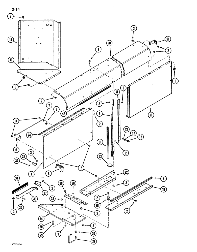 Схема запчастей Case IH 1680 - (2-014) - ROTARY AIR SCREEN CHUTE, PRIOR TO P.I.N. JJC0115352 (01) - ENGINE