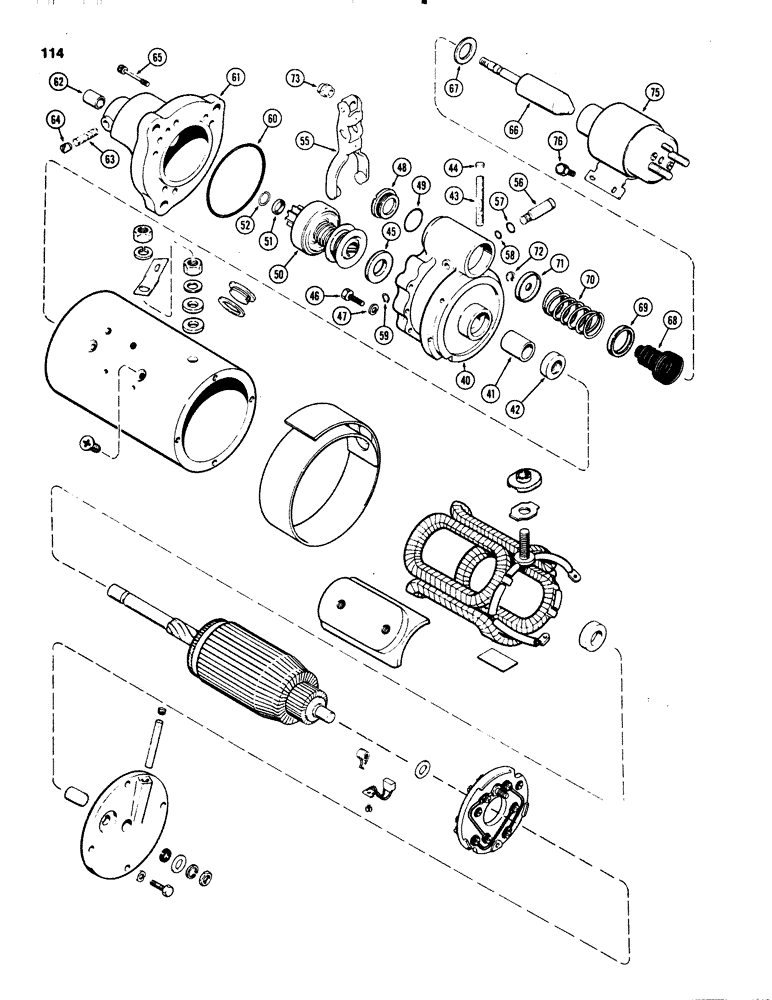 Схема запчастей Case IH 1070 - (0114) - A64907 STARTER, USED TRACTOR SERIAL NUMBERS 8696753 TO 8814501 (04) - ELECTRICAL SYSTEMS