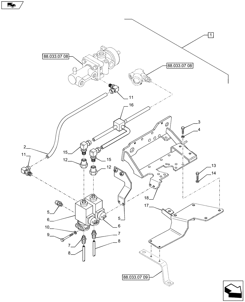 Схема запчастей Case IH PUMA 215 - (88.033.07[07]) - DIA KIT - PNEUMATIC TRAILER BRAKE (UNIVERSAL) - CONTROL VALVE AND RELEVANT PARTS (88) - ACCESSORIES