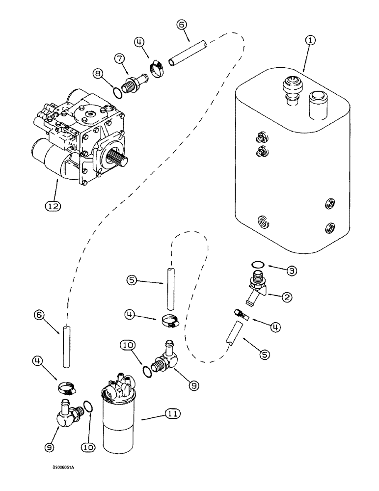 Схема запчастей Case IH 1688 - (8-06) - HYDROSTATIC PUMP SYSTEM, RESERVOIR TO PUMP (07) - HYDRAULICS