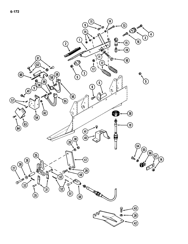 Схема запчастей Case IH 2094 - (6-172) - POWER SHIFT TRANSMISSION, INCHING PEDAL LINKAGE (06) - POWER TRAIN